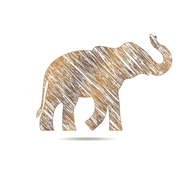 Elefant desenat cu linii — Vector de stoc