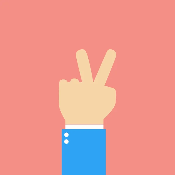 Signo de paz - la mano que muestra dos dedos — Vector de stock
