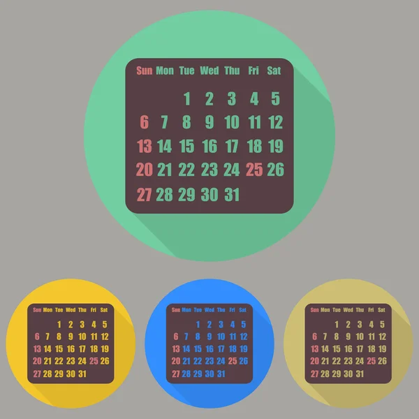 Un conjunto de calendarios en estilo plano — Vector de stock