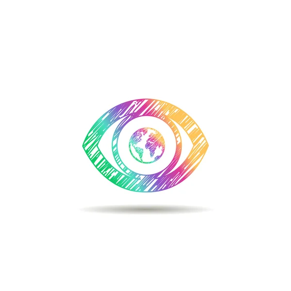 Un réseau mondial dans les yeux. observation. logo — Image vectorielle