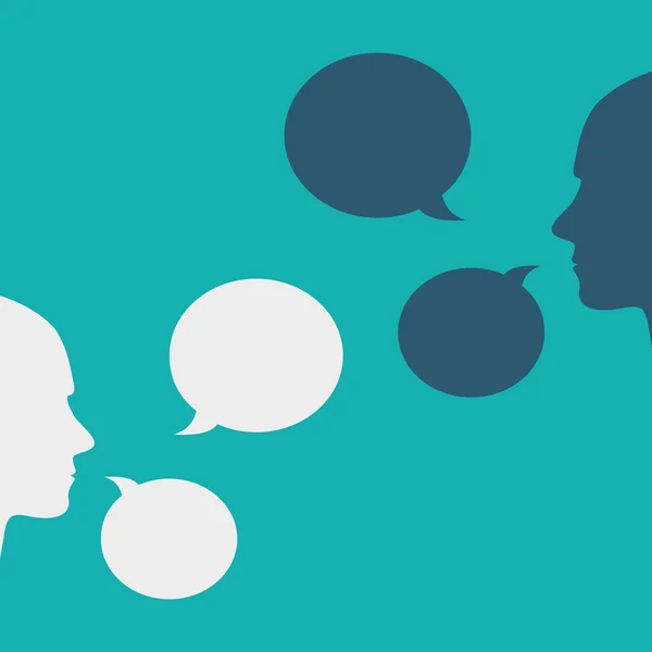 Ícones de pessoas com bolhas de discurso diálogo colorido — Vetor de Stock