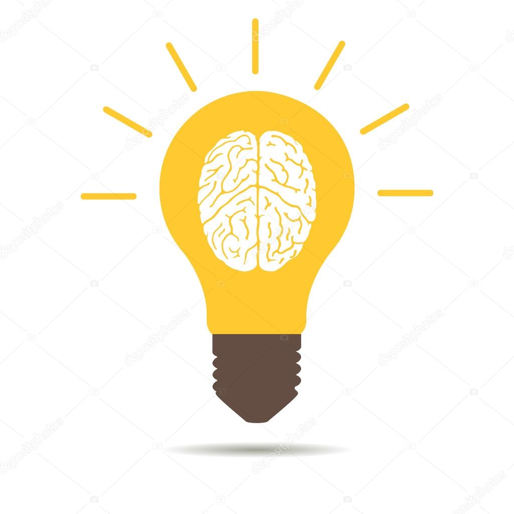 light bulb Brain icon on a white background