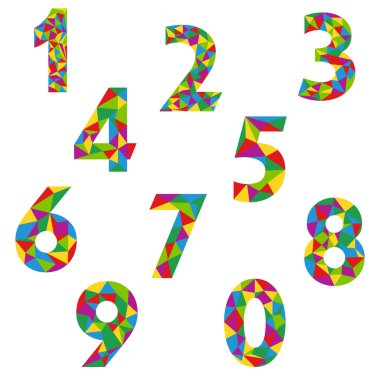 Çokgen sayı alfabe renkli yazı tipi stili