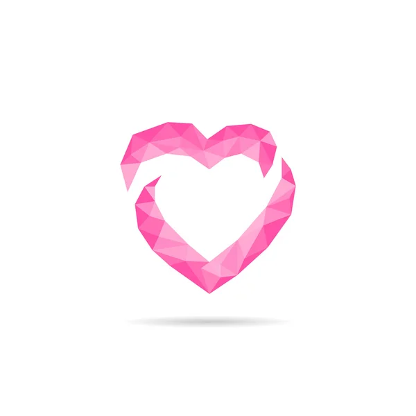 Шаблон дизайну логотипу символу серця. низький полімерний дизайн в трикутниках — стоковий вектор