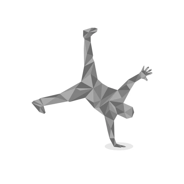 Illustration dans le style polygonal d'un gars dansant break-dance — Image vectorielle