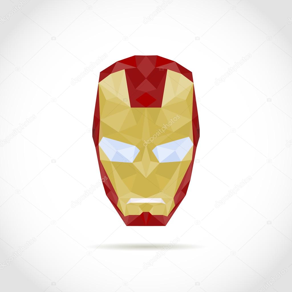 Mask Hero superhero low poly in triangles