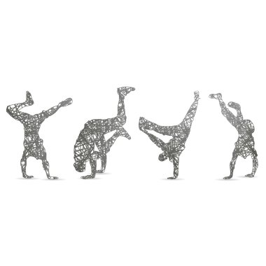 hip hop dans siluet beyaz arka plan üzerinde