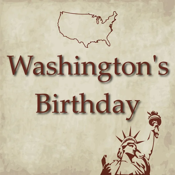Fond d'anniversaire de Washington avec carte américaine, Statue — Image vectorielle