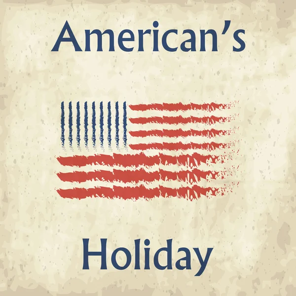 Grunge ακουαρέλα περιγράμματος πινέλου από αμερικανική σημαία. Αμερικανικές διακοπές — Διανυσματικό Αρχείο