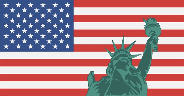 Άγαλμα της ελευθερίας. Αμερικανικό σύμβολο. Αμερικανική σημαία. ΗΠΑ. Ελευθερία. — Διανυσματικό Αρχείο