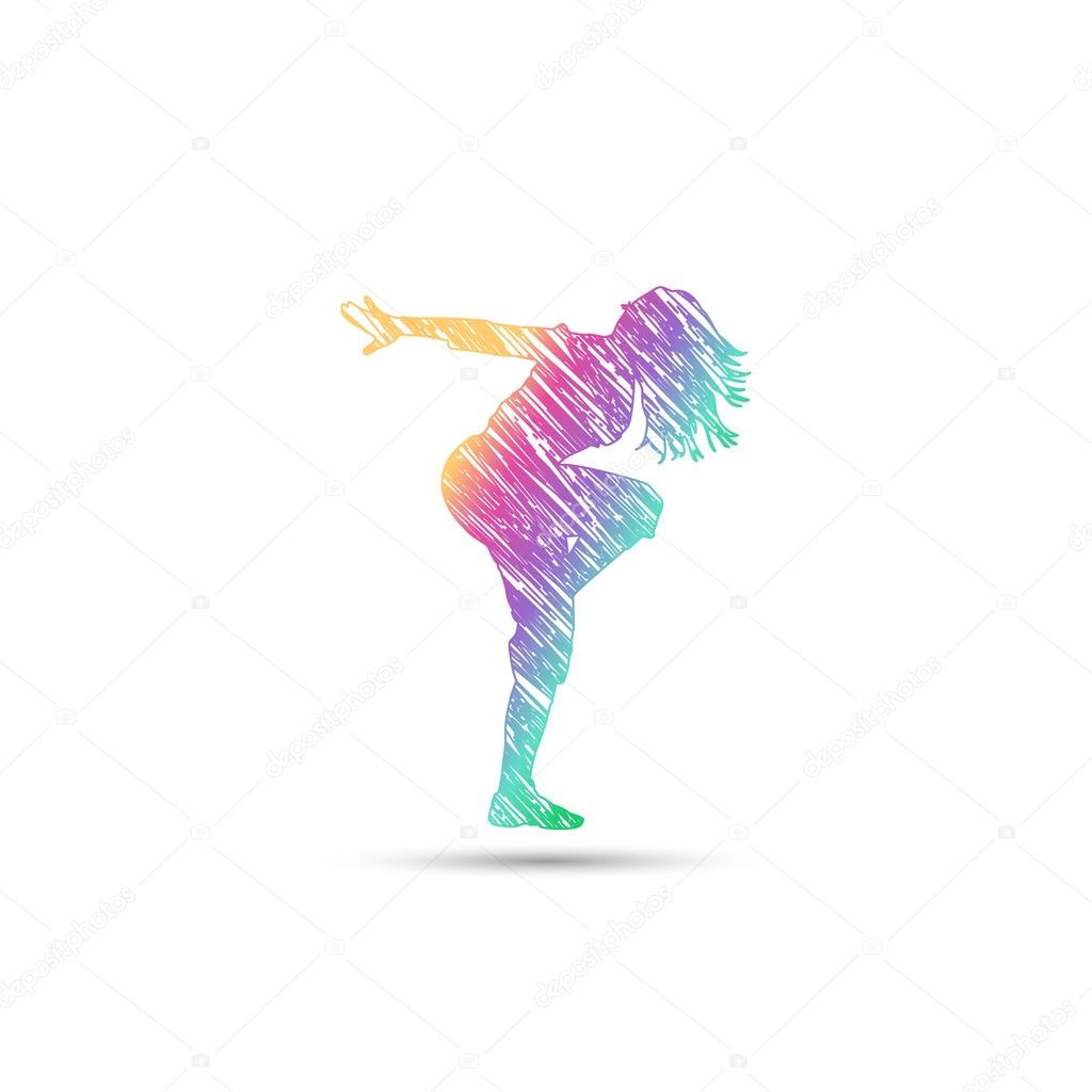 Dance girl logo in rainbow colors