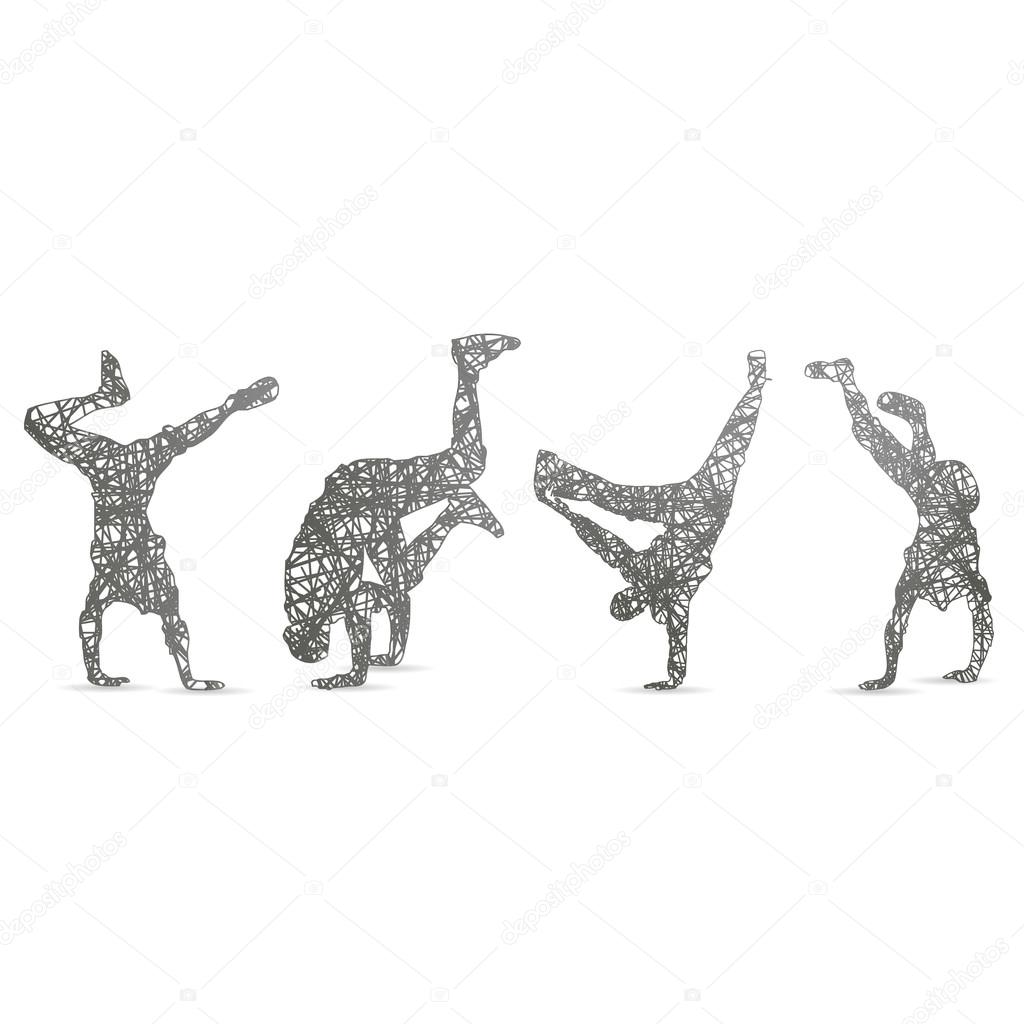 hip hop dancer silhouette on white background