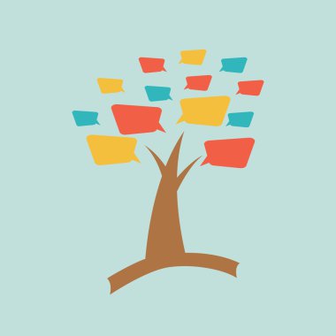 konuşan bulut ağaç logo şablonu