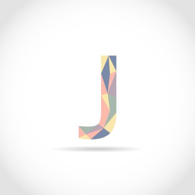 J harfi Logo Simge mozaik desen tasarım şablonu öğesi. Düşük Poli stili
