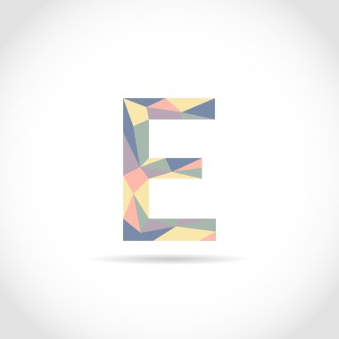 E mektup Logo Simge mozaik desen tasarım şablonu öğesi. Düşük Poli stili