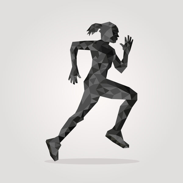 polygonal runner on gray background