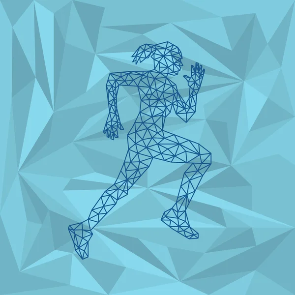 Runner femme des lignes sur un fond polygone élégant — Image vectorielle