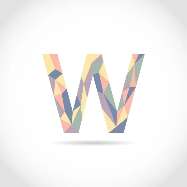W betű logó ikon mozaik minta Tervezősablon elemet. Low Poly stílus — Stock Vector