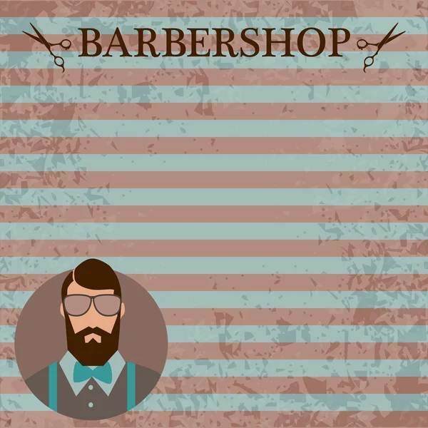 Concept design du logo, badge, étiquette, sur coiffeur hipster homme Barbershop — Image vectorielle