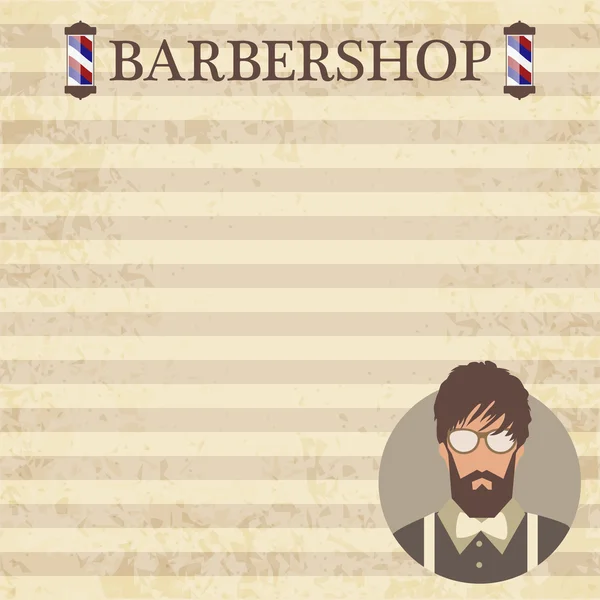 Conceito de design do logotipo, crachá, rótulo, no cabeleireiro hipster masculino Barbershop — Vetor de Stock