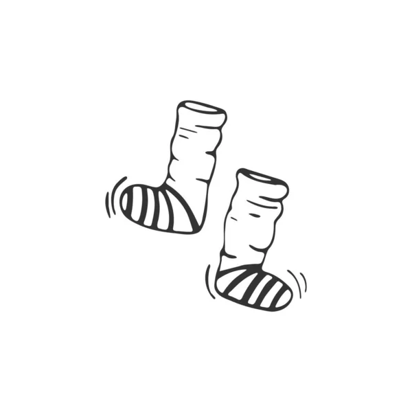 手绘袜子 在白色背景上孤立的单一元素 矢量说明 — 图库矢量图片