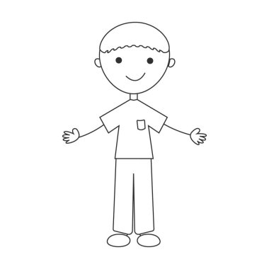 Mutlu küçük çocuk. Beyaz arka planda izole edilmiş. Vektör illüstrasyonu.