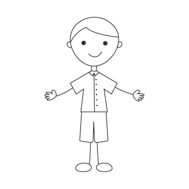 Mutlu küçük çocuk. Beyaz arka planda izole edilmiş. Vektör illüstrasyonu.