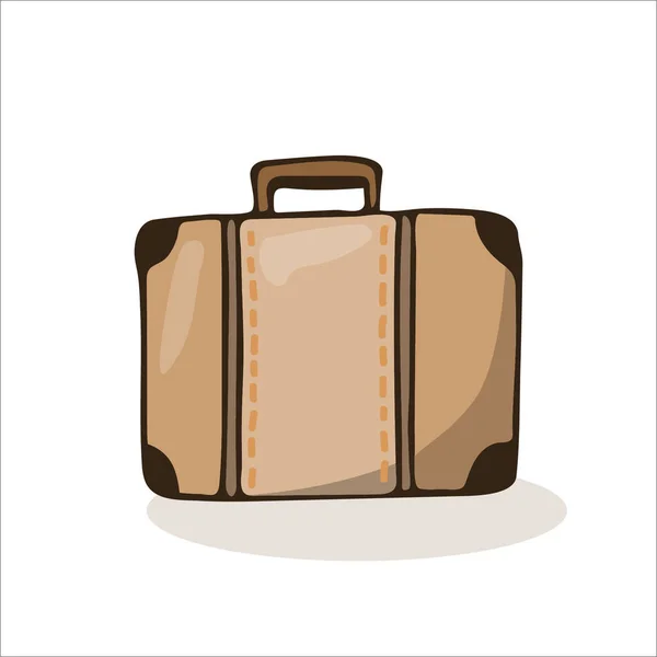 Handgetekende Gekleurde Koffer Voor Reizen Toerisme Geïsoleerd Witte Achtergrond Vectorillustratie — Stockvector