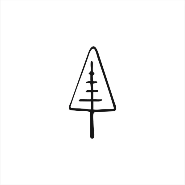 Doodle Árvore Natal Elemento Único Desenhado Mão Isolado Sobre Fundo — Vetor de Stock