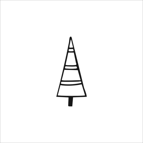 Doodle Kerstboom Handgetekende Enkelvoudig Element Geïsoleerd Witte Achtergrond Vector — Stockvector