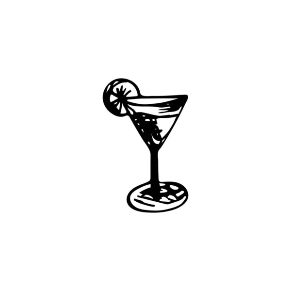 Handritat Cocktailglas Drycken Tecknad Grafisk Stil Vektor Isolerad Vit Bakgrund — Stock vektor
