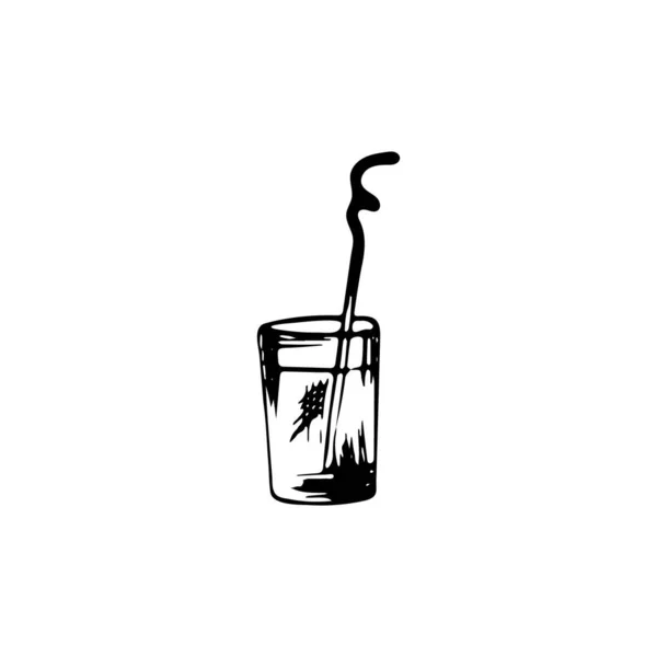 ジュースや新鮮なジュースのための手描きのガラス グラフィックスタイルのドリンク 白地に隔離されたベクトル — ストックベクタ