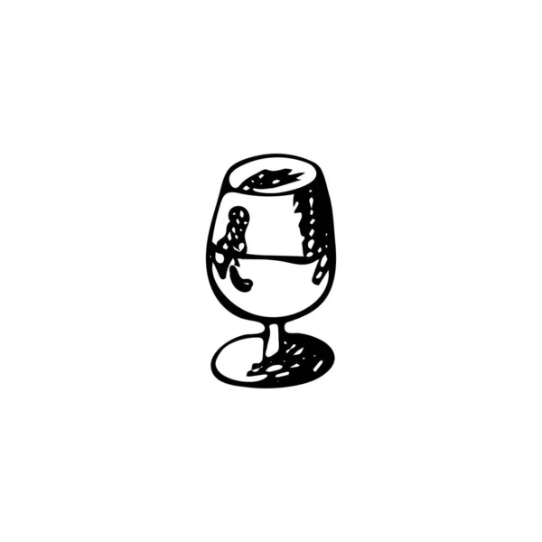 Elle Çizilmiş Viski Bardağı Grafik Tarzı Içki Beyaz Arkaplanda Izole — Stok Vektör