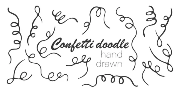 Conjunto Doodles Confete Desenhado Mão Bonito Formas Geométricas Abstratas Fitas —  Vetores de Stock