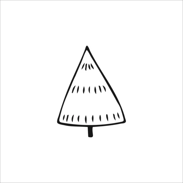 クリスマスツリーをかわせ 白地に孤立した手描きの単要素 ベクトル — ストックベクタ