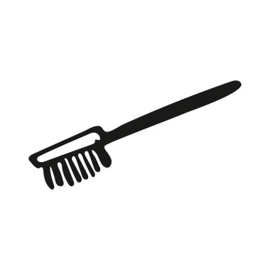 Tek el çizilmiş temizlik fırçası. Doodle beyaz arka planda izole edilmiş. Vektör illüstrasyonu.