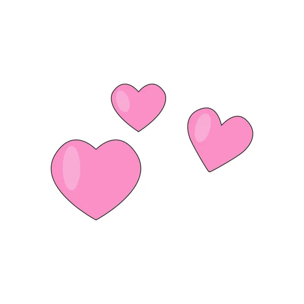 Drei Sehr Schöne Herzen Von Rosa Farbe Isoliert Auf Weißem — Stockvektor