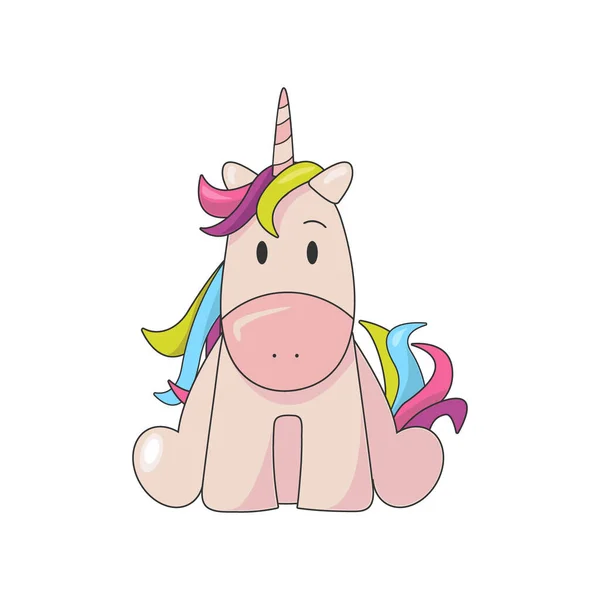 Cute Colored Unicorn Isolated White Background Vector Illustration — Stock Vector