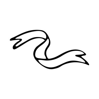 El yapımı vektör kurdelesi beyaz arka planda izole edilmiş. Doodle vektör illüstrasyonu.