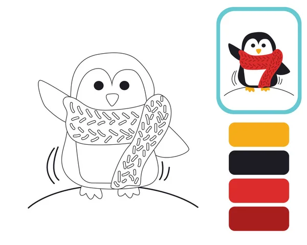 可爱的小企鹅以身作则 关于儿童成长的教育说明 儿童彩色书 在白色背景上孤立的向量图 — 图库矢量图片