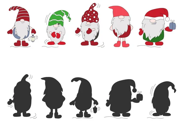 Drôle Gnomes Dessin Animé Trouvez Bonne Ombre Jeu Éducatif Pour — Image vectorielle