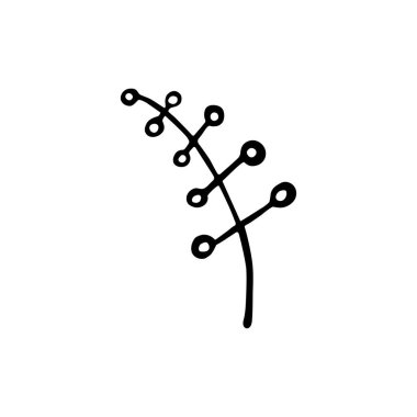 Tek elle çizilmiş dal. Doodle beyaz arka planda izole edilmiş. Vektör illüstrasyonu.