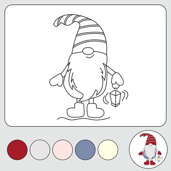 Desenhos Animados Natal Gnome Página Para Colorir Tarefa Desenvolvimento Para — Fotografia de Stock
