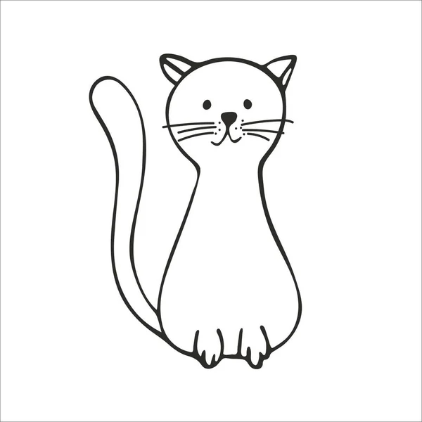 Gato Lindo Dibujado Mano Elemento Aislado Sobre Fondo Blanco Ilustración — Vector de stock