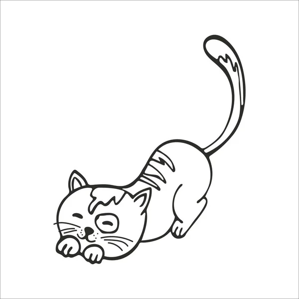 Gato Lindo Dibujado Mano Elemento Aislado Sobre Fondo Blanco Ilustración — Vector de stock