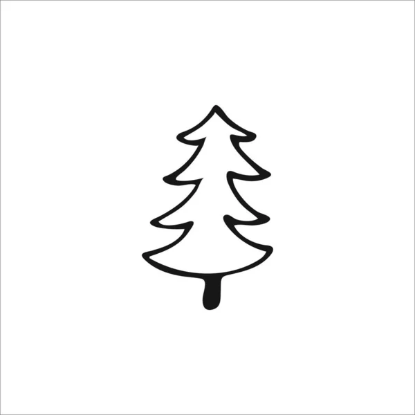 Doodle Kerstboom Handgetekende Enkelvoudig Element Geïsoleerd Witte Achtergrond Afbeelding — Stockfoto