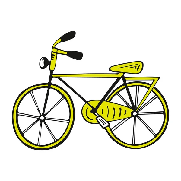 Beautiful Yellow Bicycle Hand Drawn Image Isolated White Background — Stock Photo, Image