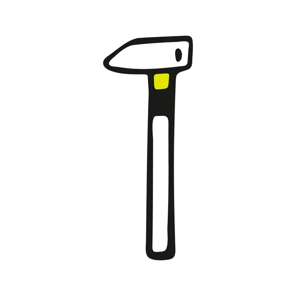 Handgezeichnetes Werkzeug Hammer Doodle Vereinzelt Auf Weißem Hintergrund Bild — Stockfoto