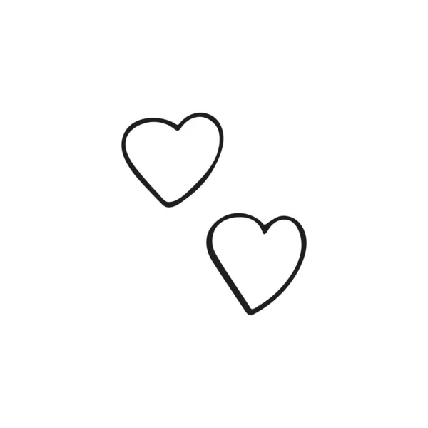 Einfache Kritzelherzen Handgezeichnete Herzen Isoliert Auf Weißem Hintergrund Valentinstag Symbol — Stockvektor