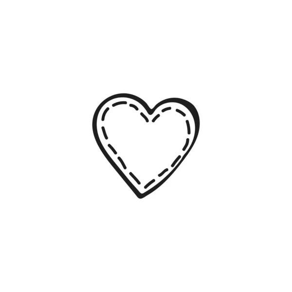 Einfaches Doodle Herz Handgezeichnetes Herz Isoliert Auf Weißem Hintergrund Valentinstag — Stockvektor